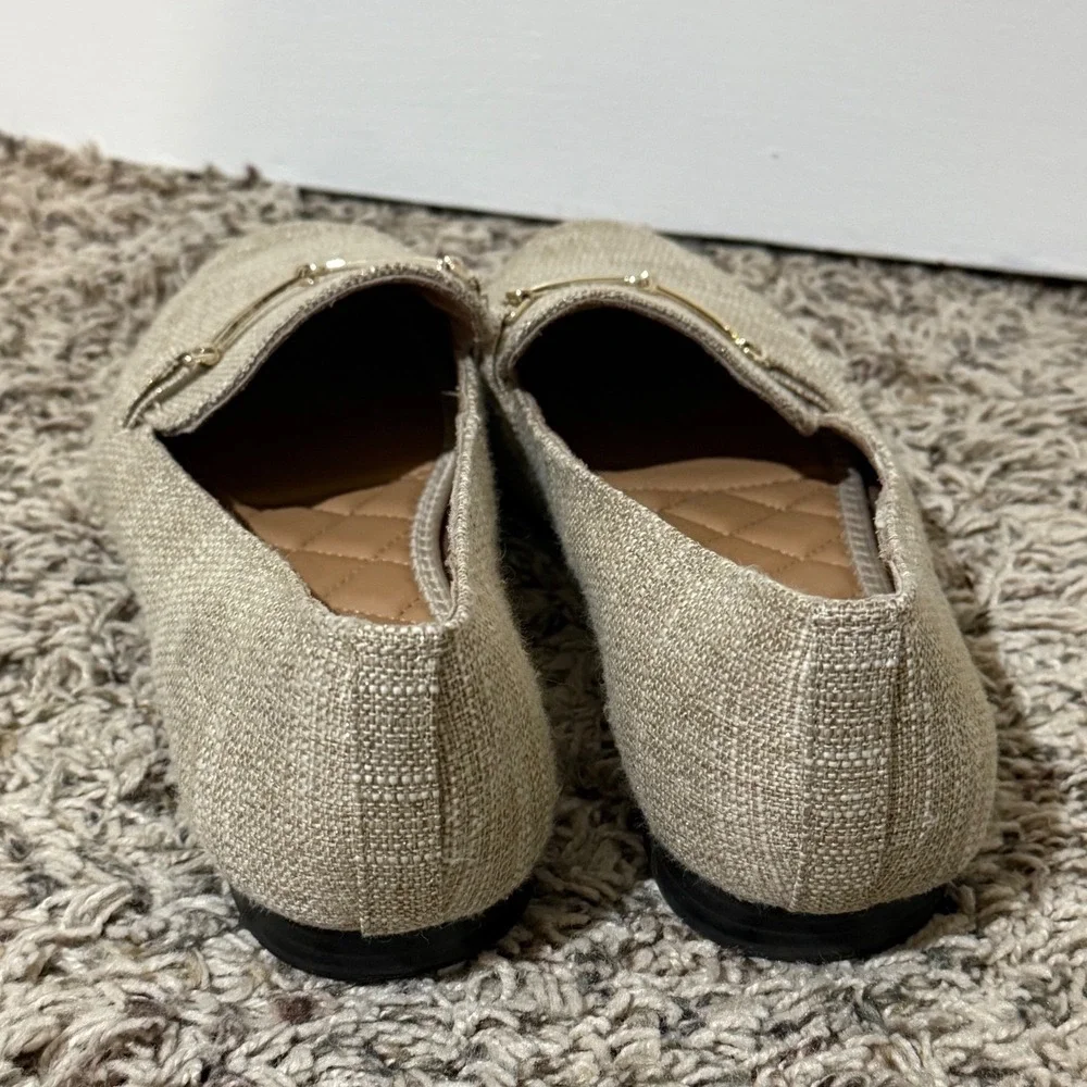 Rachel Zoe Womens Beige Textile Horsebit Loafers Almond Toe Flats 10M AXE